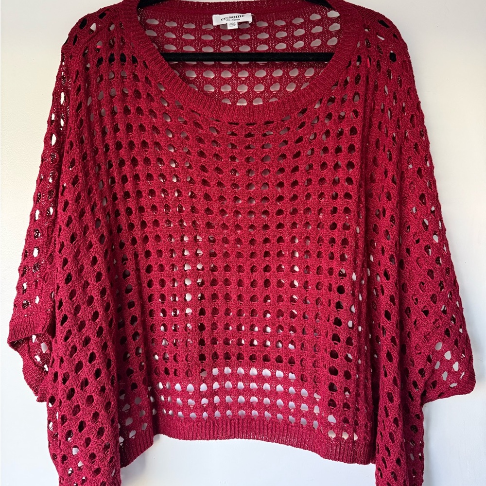 Eesome Burgundy Open-Knit Tunic